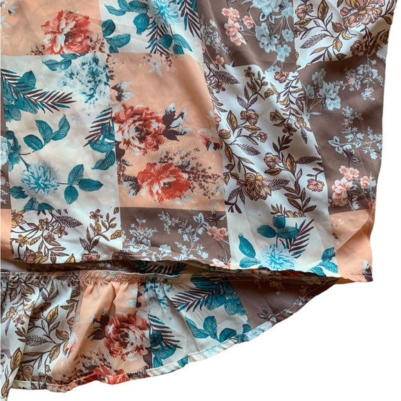 New Andree patchwork print womens blouse size large flowy loose relaxed fall - Picture 9 of 11